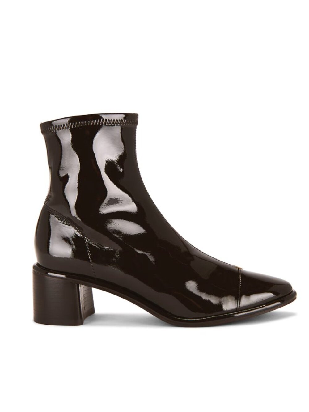 Tory Burch Cap Toe Heel Boot in Cocoa Dark Brown Patent Leather Ankle Bootie 9